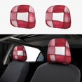 thumbnail image 1 of 2 Pce Car Headrest Cover 11×10.2in With Elastic Easy To Install Anti-Crack Stain Tear Used For Most Car Headrest Indianred Checked Hand-Drawn Sketch_2, 1 of 8