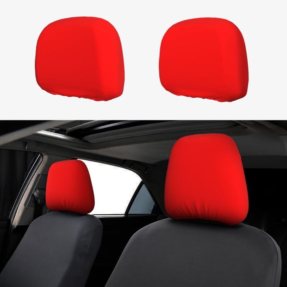 2 Pce Car Headrest Cover 1110.2in With Elastic Easy To Install Anti-Crack Stain Tear Used For Most Car Headrest Red