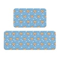 thumbnail image 1 of 2 Pce Crystal Velvet Kitchen Floor Mat Door Mat 47.2×17in Water Absorption And Stain Resistance For Laundry Dining Room Office Sink Animal Dog Cartoon Pattern With Bones, 1 of 6