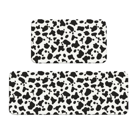 2 Pce Crystal Velvet Kitchen Floor Mat Door Mat 47.217in Water Absorption And Stain Resistance For Laundry Dining Room Office Sink Simple Cow Print Pattern, Vector Art Style_3