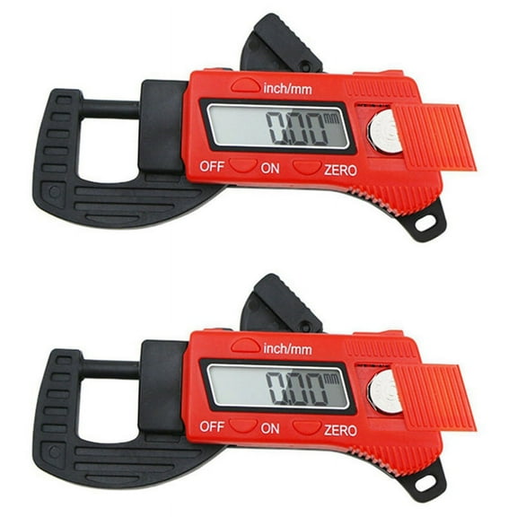 2 Pcs 0-12.7mm Plastic Carbon Fiber Composites Digital Thickness Caliper Micrometer Gauge