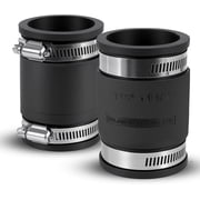 2 Pcs 1-1/2 IN Flexible PVC Pipe Coupling with Stainless Steel Clamps Fit 1-1/2 IN Nominal Pipes, Couplers for Plastic and Copper Pipe