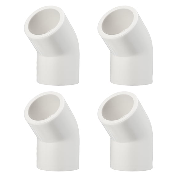 2 Pcs 1/2" 45 Degree Elbow PVC Pipe Fitting, Furniture Build Grade Schedule 40 Pipe Corner Connector Socket Elbow PVC Corner Adapter for Water Line Plumbing & Irrigation, White