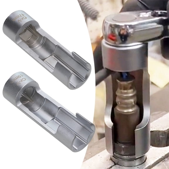 2 Pcs 1/2 Diesel Injector Fuel Line Socket Wrench Oxygen Sensor Wrench 17 19mm