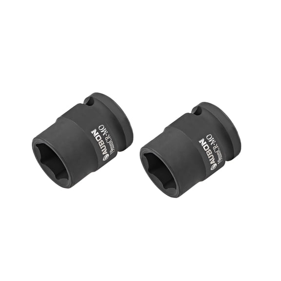 2 Pcs 1/2" Drive by 19mm Shallow Impact Socket, Cr-Mo Alloy Steel, 6-Point, Metric