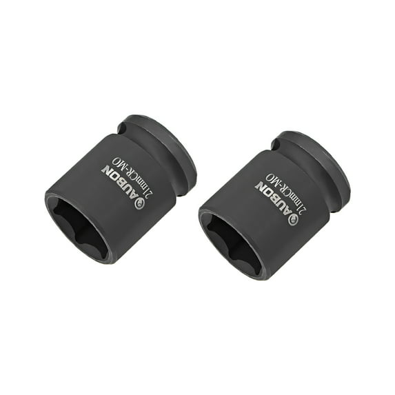 2 Pcs 1/2" Drive by 21mm Shallow Impact Socket, Cr-Mo Alloy Steel, 6-Point, Metric