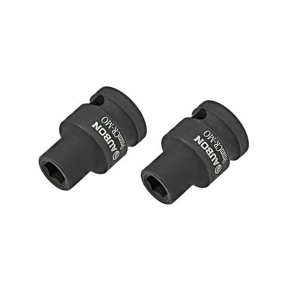 2 Pcs 1/2" Drive by 9mm Shallow Impact Socket, Cr-Mo Alloy Steel, 6-Point, Metric
