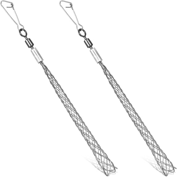 2 Pcs 1/2 Inch Wire Pulling Grip Mesh Cable Pulls Cable Pulling Grip Sock Metal Cable Puller Socks Wire Pulling Tools Wire Grip Flexible Snap for Electrical Pulling Grips Light and Heavy Cables