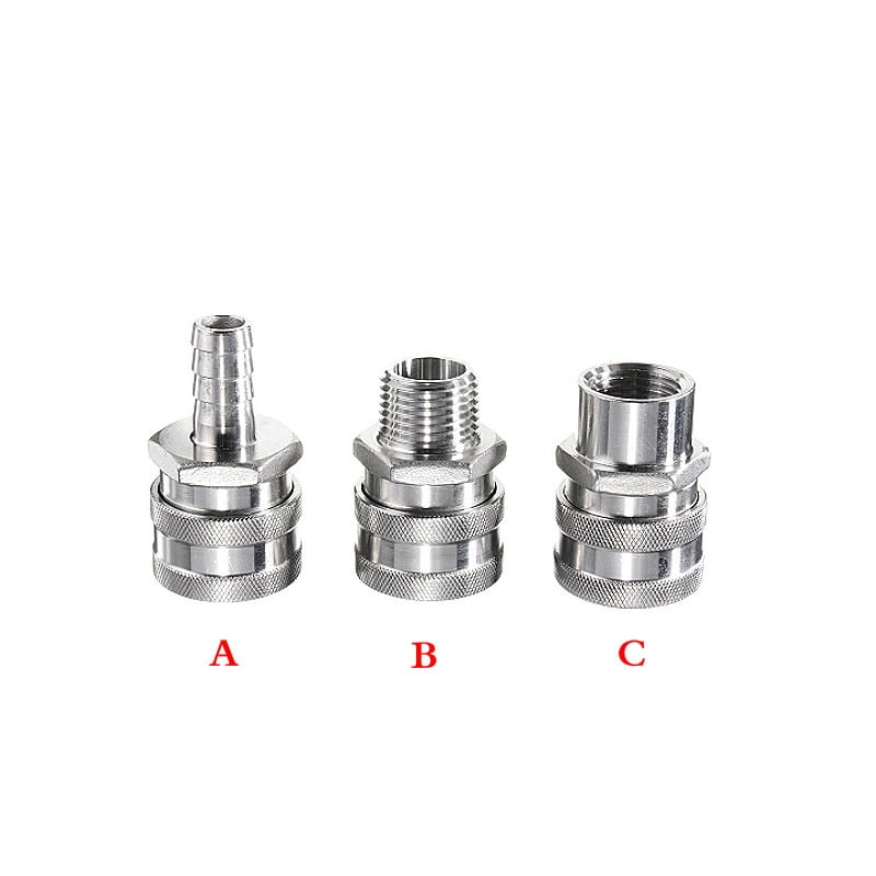 2 Pcs 1/2 NPT Thread / Barb Hose Female Quick Disconnect Fittings Connector Food Grade For Home Beer Brewing 304 Stainless Steel