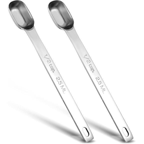2 Pcs 1/2 Teaspoon Stainless Steel Single Measuring Spoon 2.5 ML Teaspoon RectangularIndividual Measuring Spoons(2.5 mL | 2.5 cc | 1/2 Tablespoon) Kitchen Gadgets for Cooking & Baking(2.5ml)