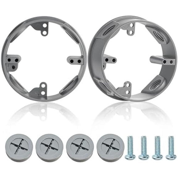 2 Pcs 1/2-inch 4 Hole 4 Inch Round Sealproof Electrical Boxes Extenders Round Weatherproof Extension Junction Box Extender Ring 16. 5 Cu. in. Capacity(Gray)