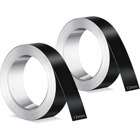 2 Pcs 1/2" x 21 ft Stainless Steel Embossing Tape Compatible with Dymo M1011/m11, Non-Adhesive Metal Label Tape for Electricians, Contractors, Farms, Tools, Cables & Equipment (Black)
