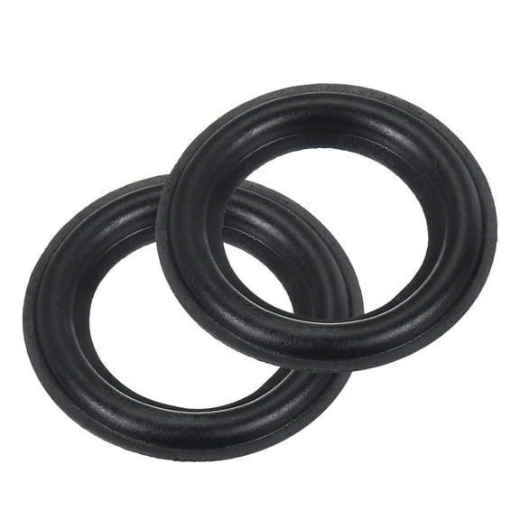 2 Pcs 1.25 Inch Rubber Speaker Edge Surround Rings 24x44mm(IDxOD) Perforated Subwoofer Rings Replacement Parts Black