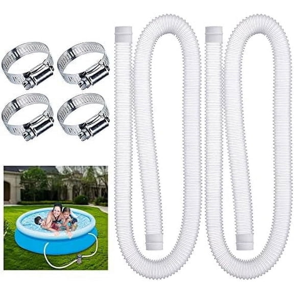 2 Pcs 1.25" Pool Hose, 59" Long Accessory Pool Pump Replacement Hoses, Compatible with All Above Ground Pool Filter Pumps that Use 1 1/4 Diameter Hoses