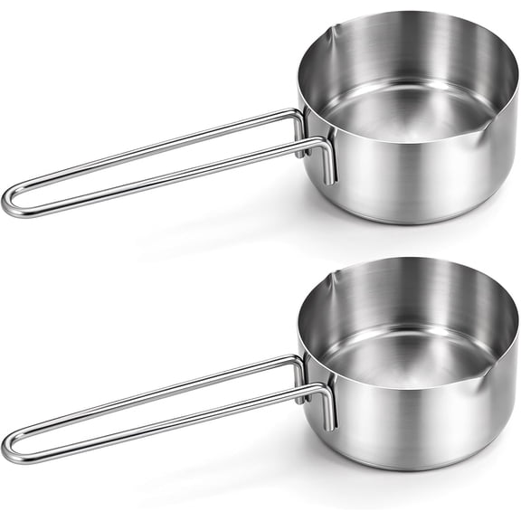 2 Pcs 1/4 Cup Measuring Cup, 60 ml Stainless Steel Cups Metal Measure Spoon Oz Coffee Kitchen for Baking and Cooking, Dishwasher Safe