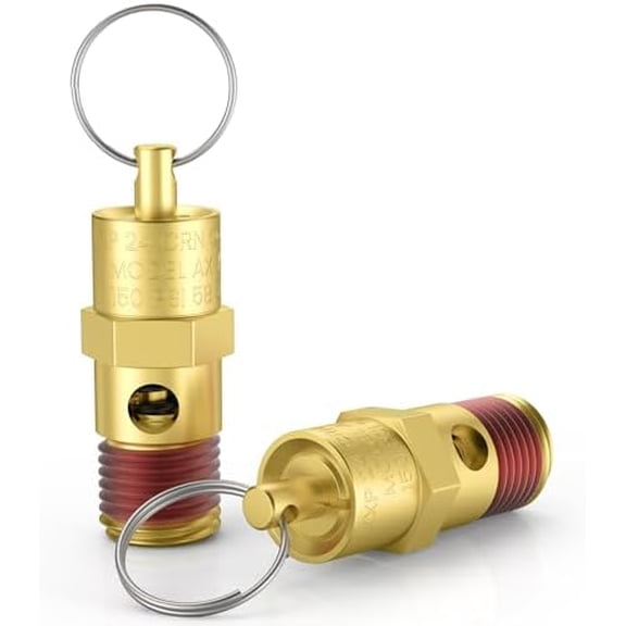 2 Pcs 1/4" NPT(M) 150 PSI Air Compressor Pressure Relief Valve, Brass Safety Valve for Air Compressor (Tank Pop Off)
