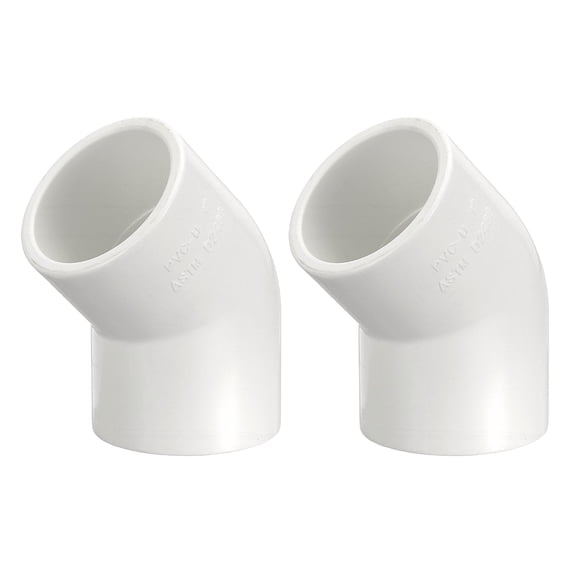 2 Pcs 1" 45 Degree Elbow PVC Pipe Fitting, Furniture Build Grade Schedule 40 Pipe Corner Connector Socket Elbow PVC Corner Adapter for Water Line Plumbing & Irrigation, White