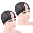 thumbnail image 1 of 2 Pcs 1.4X3 Inch U Part Wig Cap for Making Wig Medium Brown Lace Wig Cap Dome Mesh Stretch Weaving Wig Caps ( Medium,Black ), 1 of 5