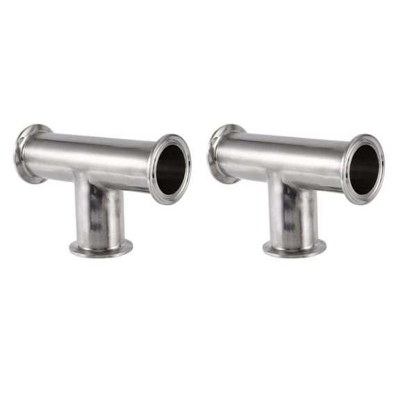 2 Pcs 1.5Inch 38mm Sanitary Clamp 3 Way Tee 304 Stainless Steel Sanitary Ferrule Tee Connector Pipe Fitting