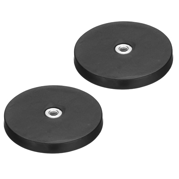 2 Pcs 1.7" Dia Rubber Coated Magnets, 19LBS Magnet Base with 1/4"-20UNC Female Threaded Studs and Nut