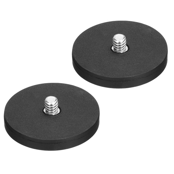 2 Pcs 1.7" Dia Rubber Coated Magnets, 19LBS Magnet Base with 1/4"-20UNC Male Threaded Studs and Nut