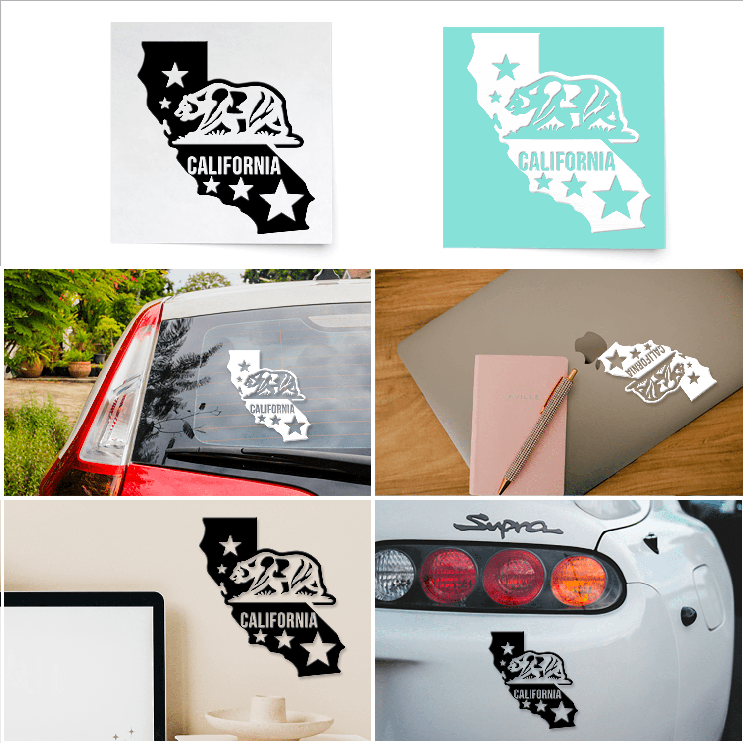 (2 Pcs, 1 Black, 1 White, 4.8'' X 5.2'') Transparent Adhesive Decal ...