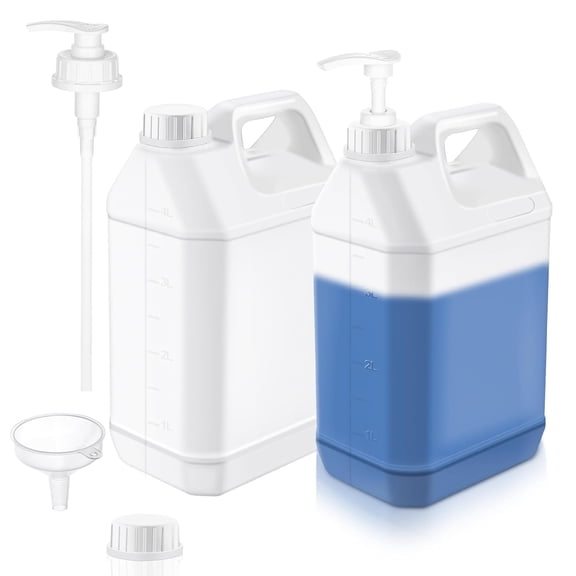 2 Pcs 1 Gallon Jugs with Caps Empty Plastic Gallon Containers with Lids Oil Container Automotive Square Plastic Storage Bottle for Liquids Water Laundry Detergents Home and Commercial Use