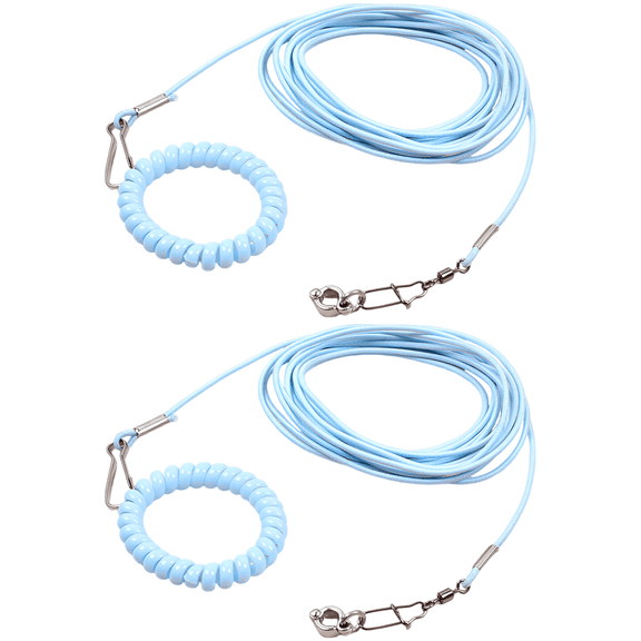 2 Pcs 10 ft Bird Harness Flying Training Rope, Ultra-Lightweight Parrot Leash with #4 Rings, Blue Polyester Bird Leash for Budgerigars Sun Conures and Small Birds Outdoor Exercise