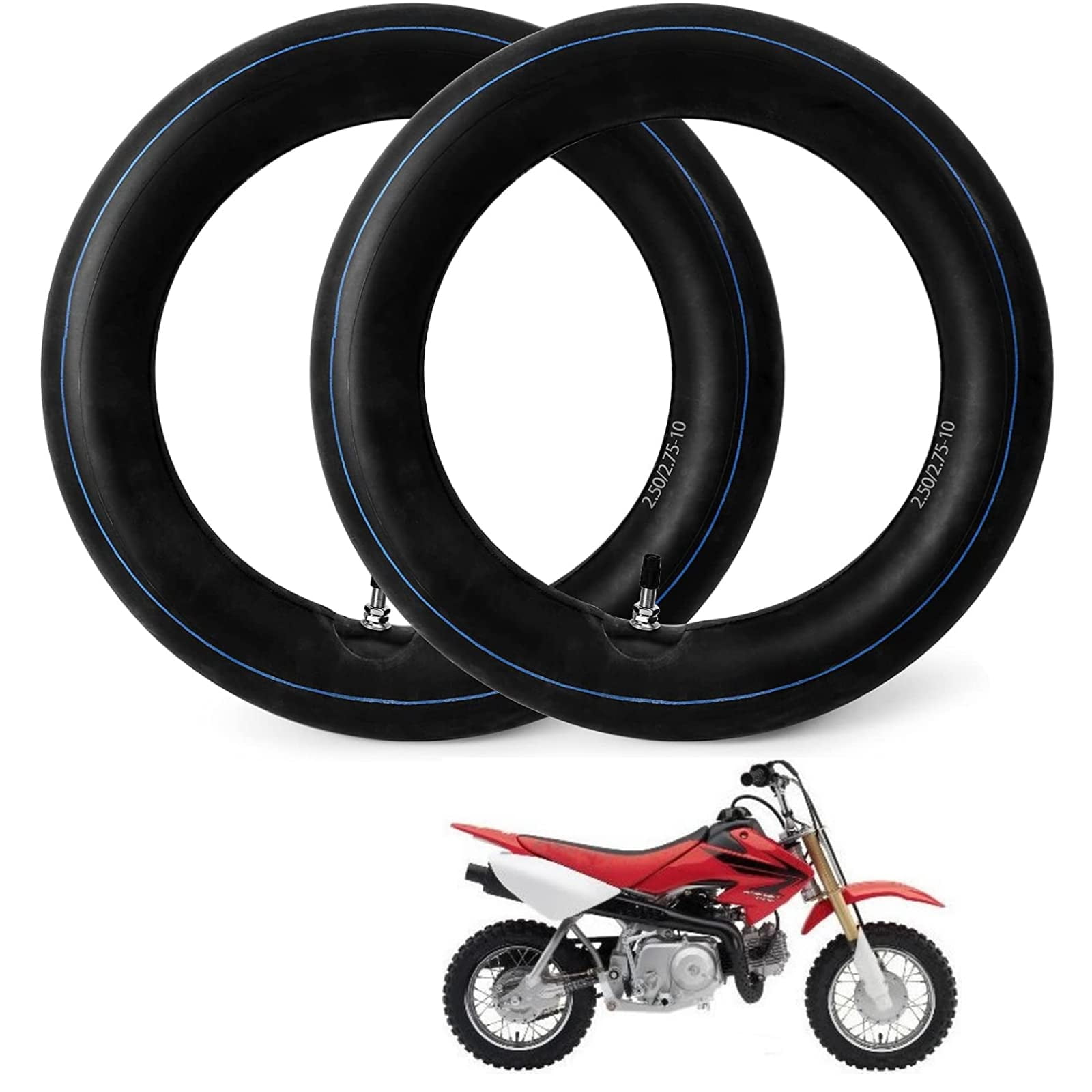 2pcs 2.50/2.75-10'' Inner Tire Tube Motorcycle Straight For Valve Stem