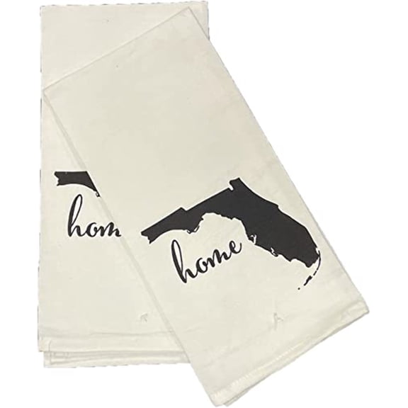 2 Pcs, 100% Cotton Florida State Flour Sack Printed Kitchen Towels with Sentiments Home. Size: 20" X 28". Inspired by The State WE Call Home.