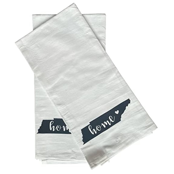 2 Pcs, 100% Cotton Tennessee State Flour Sack Printed Kitchen Towels with Sentiments Home. Size: 20" X 28". Inspired by The State WE Call Home.