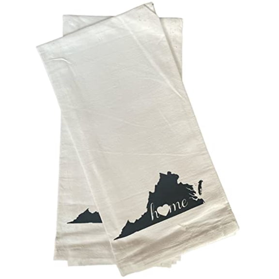 2 Pcs, 100% Cotton Virginia State Flour Sack Printed Kitchen Towels with Sentiments Home. Size: 20" X 28". Inspired by The State WE Call Home.