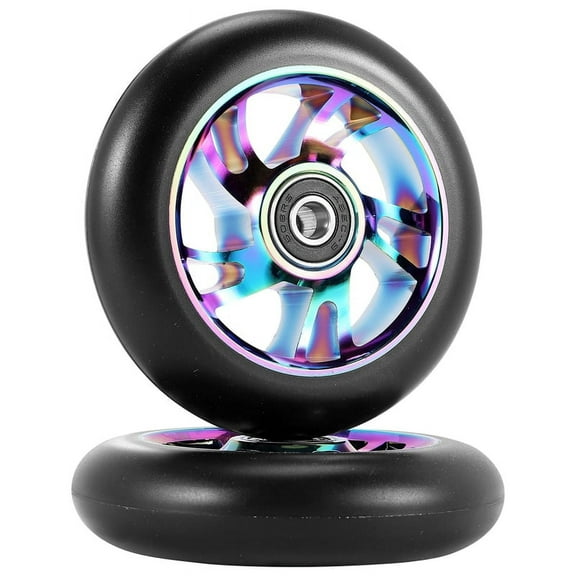 2 Pcs 100Mm Scooter Replacement Wheels with Bearing Stunt Scooter Pu Wheels for Rocking Cars, Extreme Cars,