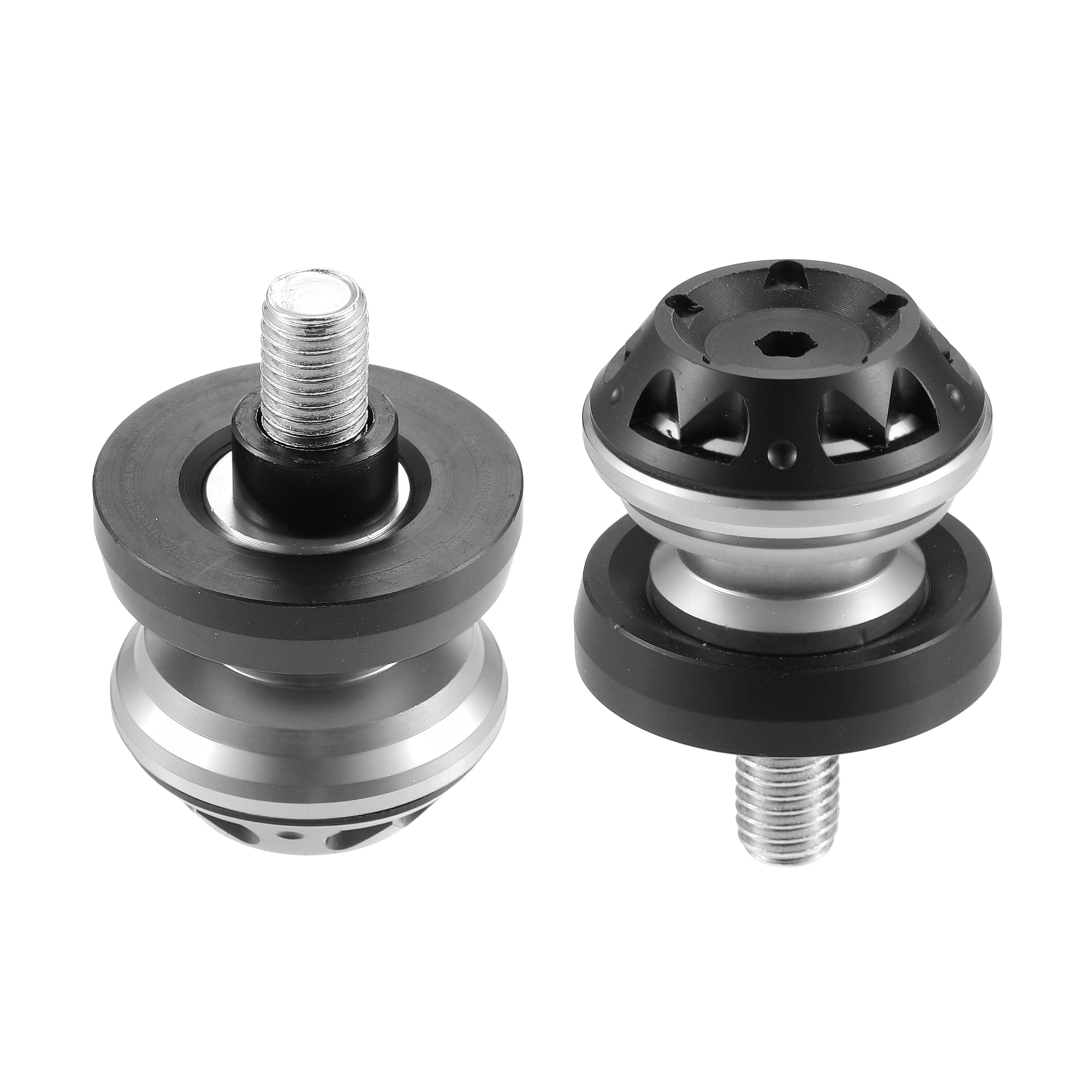 2 Pcs 10mm M10x1.5 Silver Tone Aluminum Alloy Motorcycle Swing Arm Spools Sliders Stand