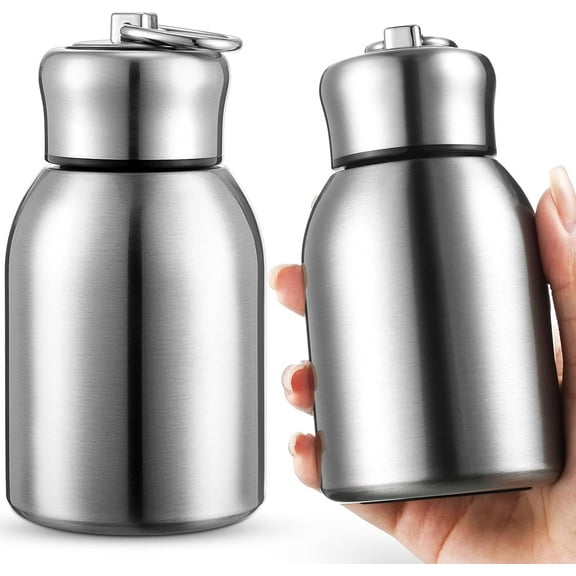 2 Pcs 10oz Mini Stainless Steel Water Bottle Slim Insulated Thermal Small Vacuum Hot Cold Drink Portable Water Bottle for Women Gifts Travel Camping Hiking