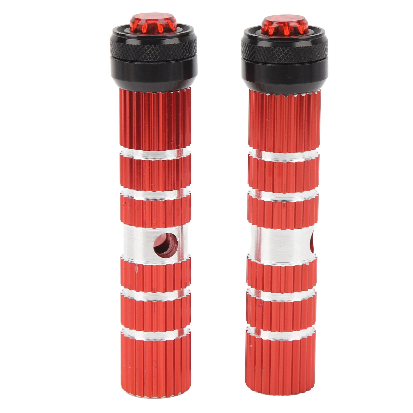 2 Pcs 11.7cm Red Bike Rear Foot Pegs Aluminum Alloy Rear Set Footrests Pedals Footpeg with Night
