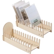 2 Pcs 12 Slot Wooden Greeting Card Display 10.6x5.56In Stand Postcard Tiered Display Stand Sticker Display Stand for Postcards Sticker Photo Table Retail Counter Desk Birthday Cards