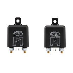 2 Pcs 12V 100Amp 4-Pin Heavy Duty ON/ Switch Split Charge Relay for Auto Boat Van Black