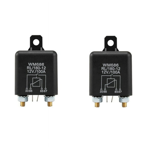 2 Pcs 12V 100Amp 4-Pin Heavy Duty ON/ Switch Split Charge Relay for Auto Boat Van Black