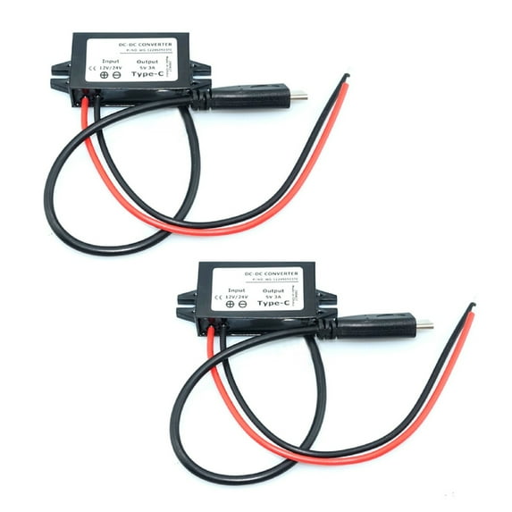 2 Pcs 12V/24V To 5V Usb C 3A 15W Dc-Dc Converter Step-Down Module Power Adapter