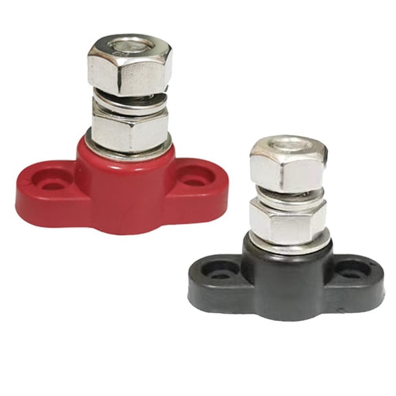 2 Pcs 12V 3/8" Single Stud Bus Bar Insulated Battery Post - Positive&Negative
