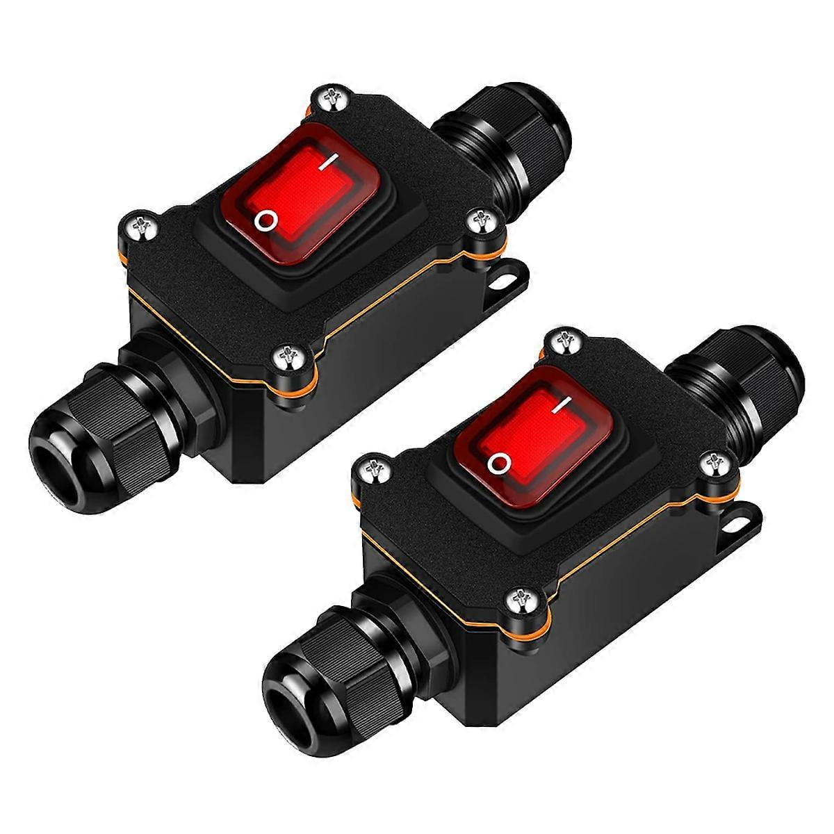 2 Pcs 12V Inline Switch Waterproof Inline Cord Switch Waterproof Toggle ...
