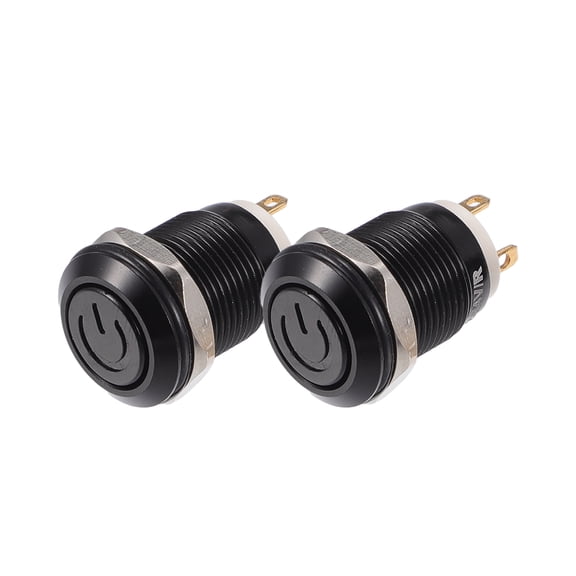 2 Pcs 12mm 0.47" Car Universal Self Locking Push Button Switch Interior 12V 4 Pin Round Cap Yellow Light