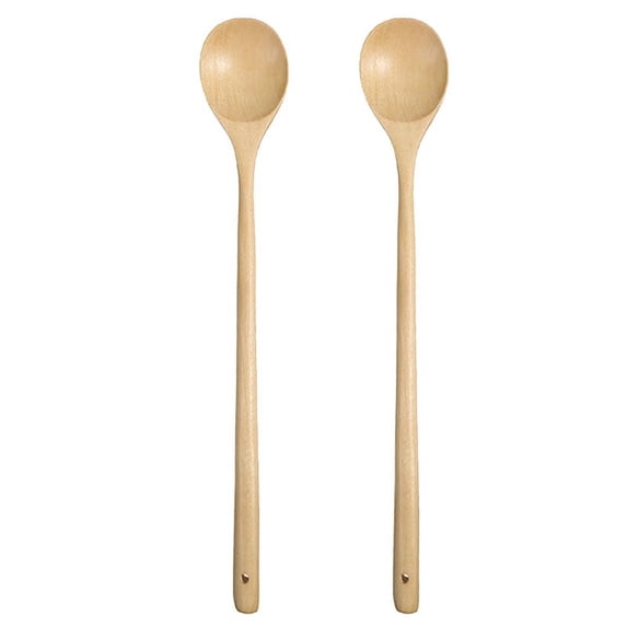 2 Pcs 13 Inch Long Handle Wooden Spoons for Cooking Long Handle Tasting Spoons Tea Spoon Wooden Utensils Vintage Stirrer Spoon for Kitchen Soup Coffee Cocktail Honey Mixing Stirring