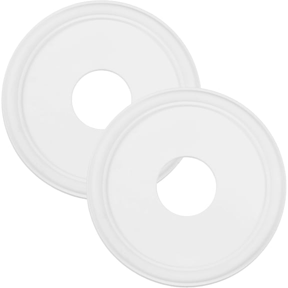 2 Pcs 13 in White PU Ceiling Medallion for Light Fixtures, Retro Lamp Panel, Easy to Install, Decorative Light Cover Plate for Chandeliers, Ceiling Fans