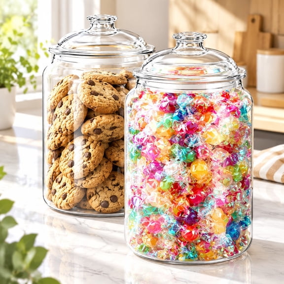 2 Pcs 130 oz Candy and Cookie Jar Tutuviw Plastic Jars with Lids Airtight Food Storage Canister Decorative Candy Buffet Jar Acrylic Clear Apothecary Jar for Dog Treats Snacks Dried Foods DIY Gift