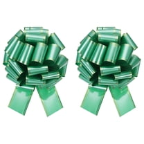 2 Pcs 14 Inch Giant Large Pull Bow Big Metallic Car Bows Ribbon with Gold Edge for Wedding Presents Gift Wrapping Christmas, Dark Green