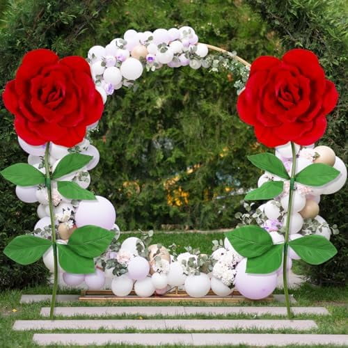 2 Pcs 140 Cm/55 in Giant Red Rose Wedding Huge Artificial Flowers Jumbo Rose Props Big Large Flower Props for Wedding Background Shop Window Display Photography$$Home Decor, Kitchen, & Other