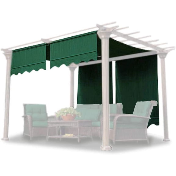 2 Pcs 15.5x4 Ft Canopy Cover Replacement with Valance for Pergola Structure Green