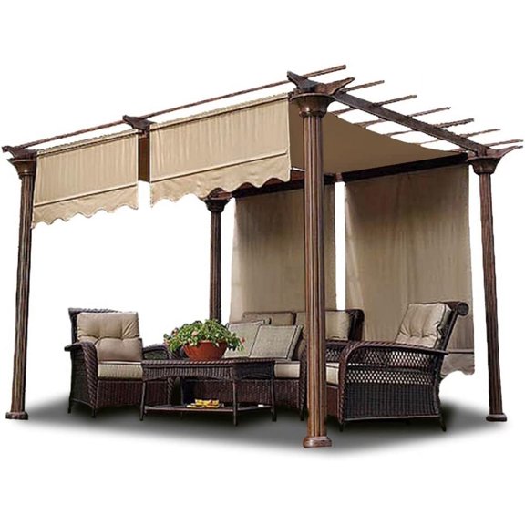 2 Pcs 15.5x4 Ft Canopy Cover Replacement with Valance for Pergola Structure Tan